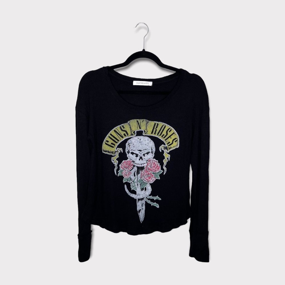 Daydreamer Guns N Roses Thermal Long Sleeve Black Tee Size M